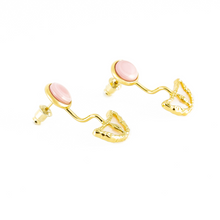 Load image into Gallery viewer, Pink Conch Shell Dangle Charm Earrings - Sailboat Shape