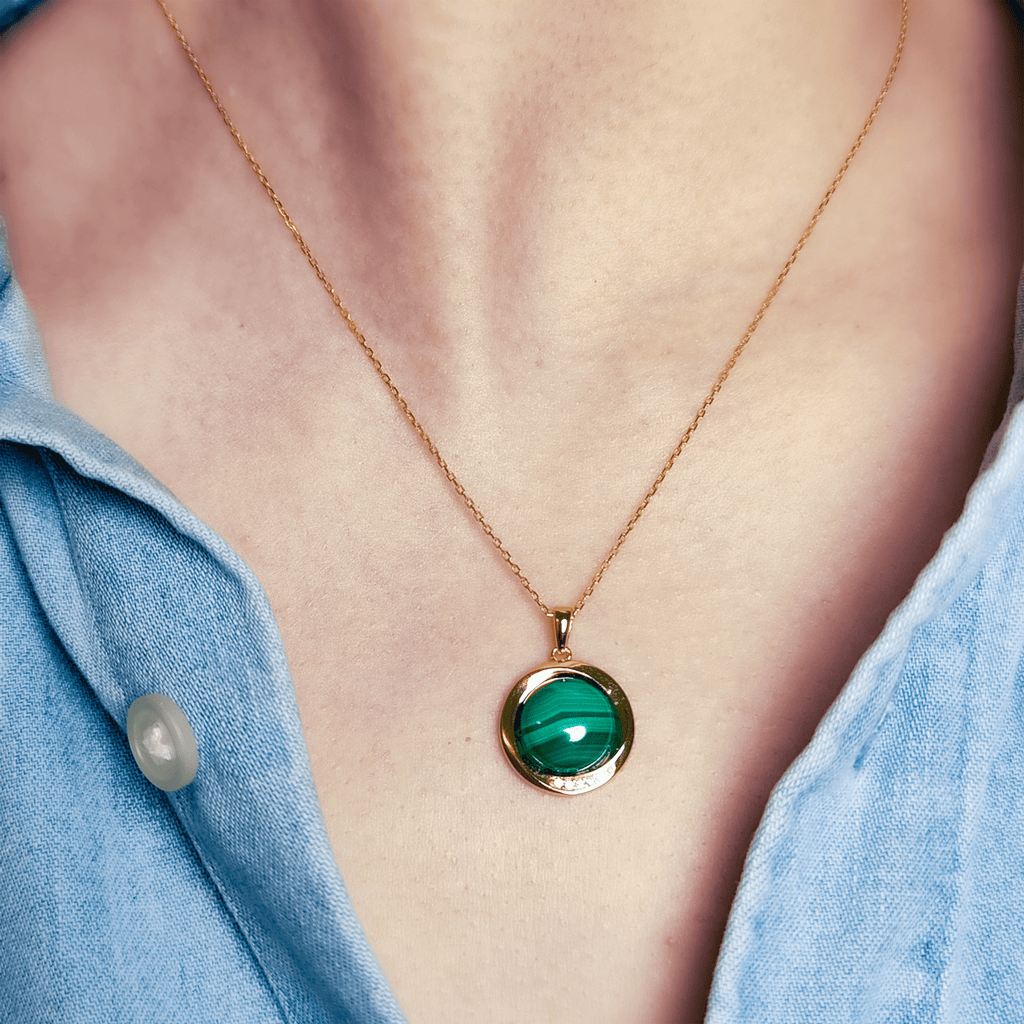 Malachite Green Crystal Pendant Necklace